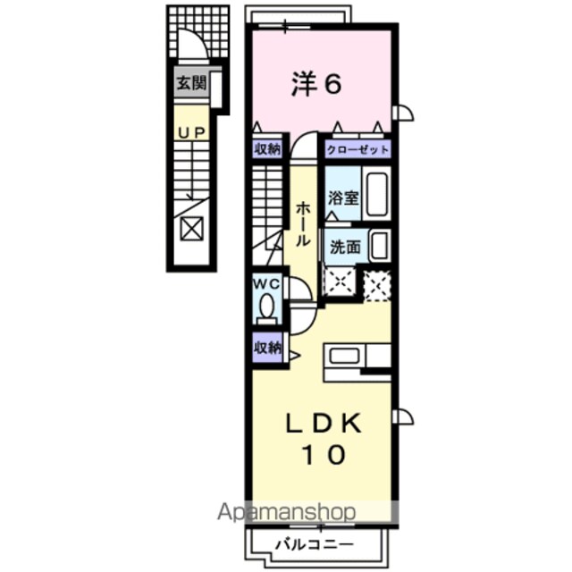 ジュネス　つばき[1LDK/42.8m2]の間取図