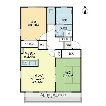 フォブールひかり[2LDK/55.89m2]の間取図