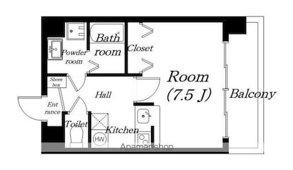 ジョイ６番館[1K/27.23m2]の間取図