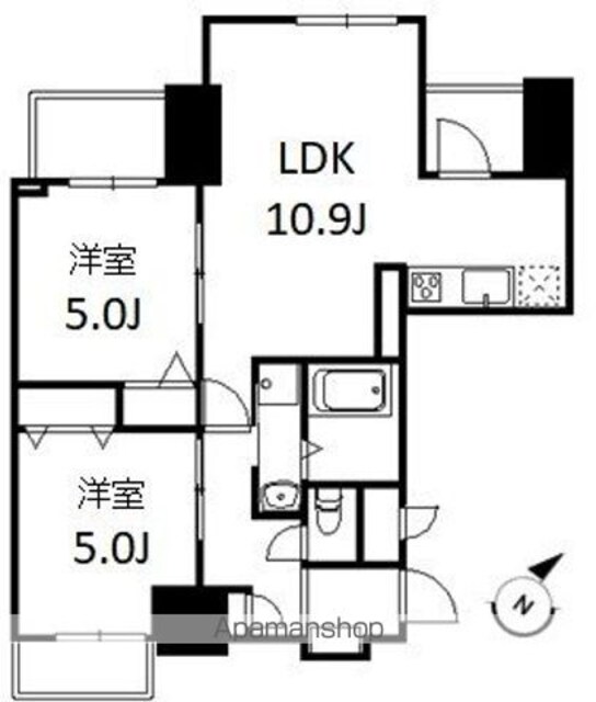 グランリドー[2LDK/54.18m2]の間取図