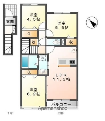 サンハイツ２[3LDK/67.42m2]の間取図