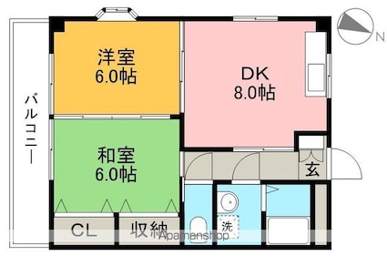 あざみのスクエア[2DK/48.65m2]の間取図
