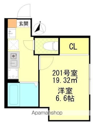 ＢＡＳＥ[1K/19.32m2]の間取図