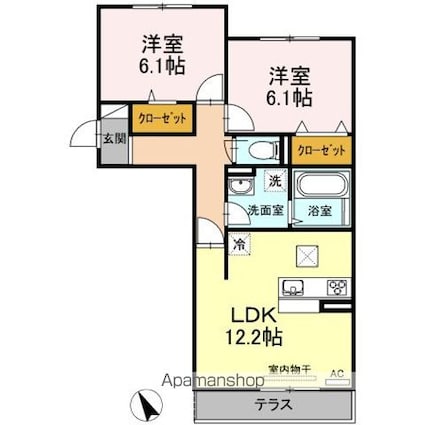 暁雲[2LDK/59.61m2]の間取図