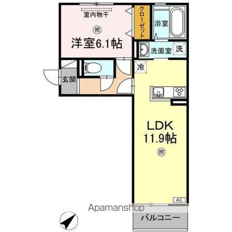 ソフィヤ　コンフォール[1LDK/44.29m2]の間取図