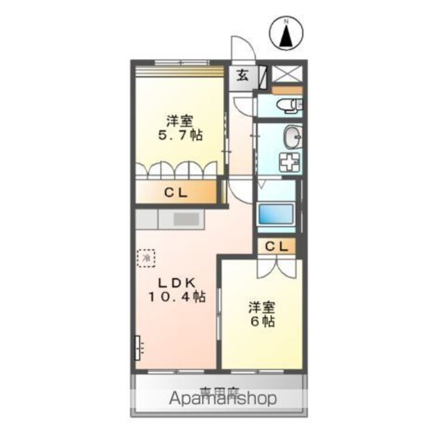 グランディールハイム[2LDK/51.24m2]の間取図