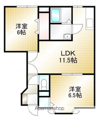 シャルマン・ディオＢ棟[2LDK/53.51m2]の間取図