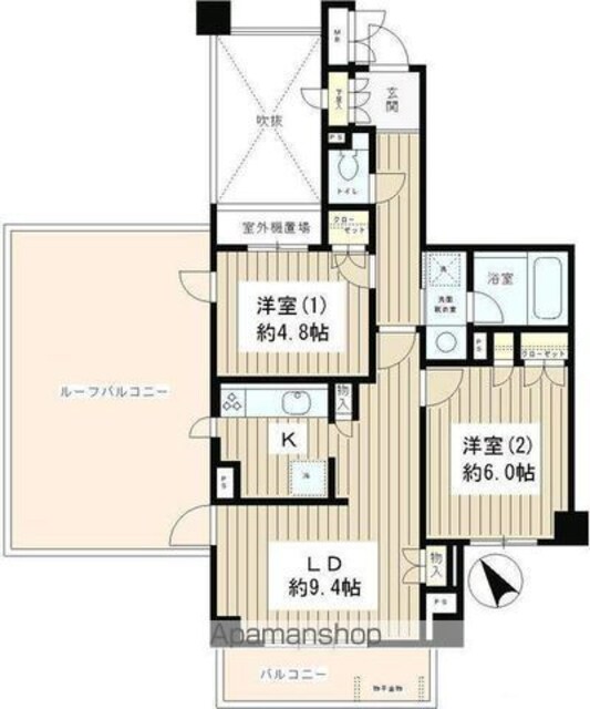 ピュアステージ千歳船橋[2LDK/55.29m2]の間取図