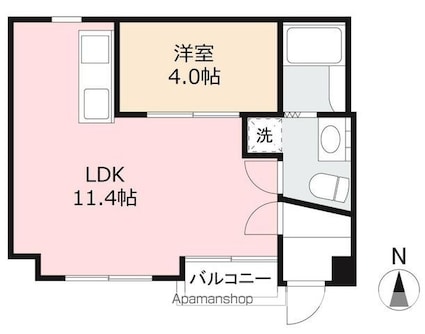 ジョイフル宮脇[1LDK/31m2]の間取図