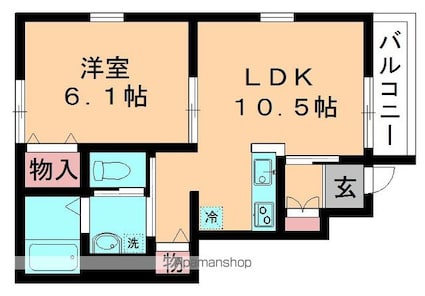 ルミエール西都賀[1LDK/38.02m2]の間取図