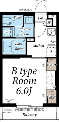リブリ・パープルヒルⅡ[1K/21.53m2]の間取図
