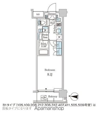 ジオエント中野弥生町[1K/25.18m2]の間取図