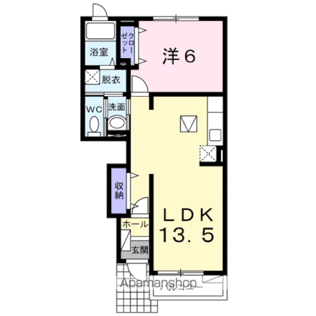 サン・イースト　Ａ[1LDK/44.82m2]の間取図