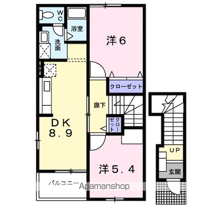 メゾン・パルテーノ　Ｂ棟[2DK/51.67m2]の間取図