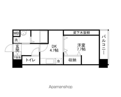 ヴェルジュ南草津Ⅱ[1DK/30.1m2]の間取図