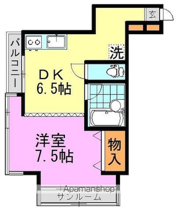 クリスタル山内[1DK/35m2]の間取図