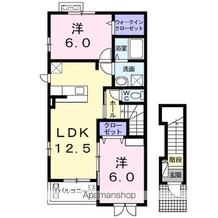 プラシード緑町[2LDK/58.95m2]の間取図