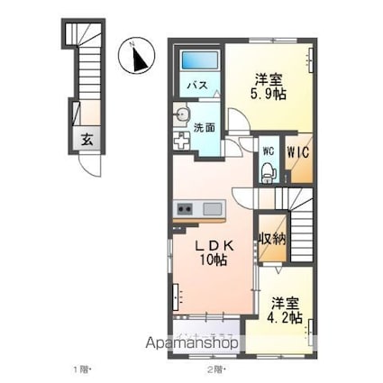 ｃｏｌｌｉｎｅ（コリーヌ）[2LDK/53.8m2]の間取図