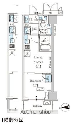 パークアクシス新宿西落合[1DK/26.99m2]の間取図