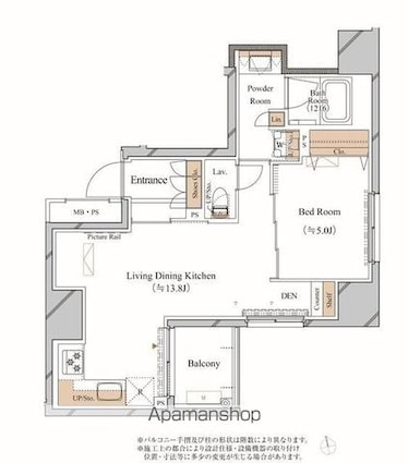 ブランシエスタ上野[1LDK/46.78m2]の間取図