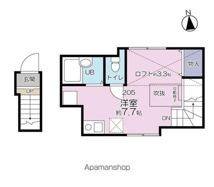 ロンディネ鷺ノ宮[1R/21.98m2]の間取図