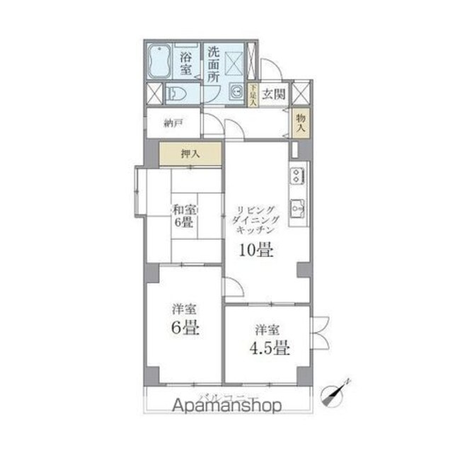 東京都新宿区中落合１丁目[3LDK/71.58m2]の間取図