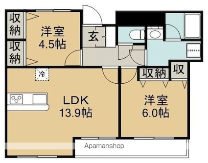 東京都杉並区阿佐谷北１丁目[2LDK/56m2]の間取図