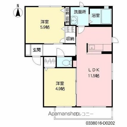 熊本県宇城市松橋町曲野[2LDK/50.78m2]の間取図