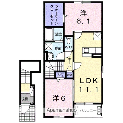 和歌山県和歌山市鳴神[2LDK/58.64m2]の間取図