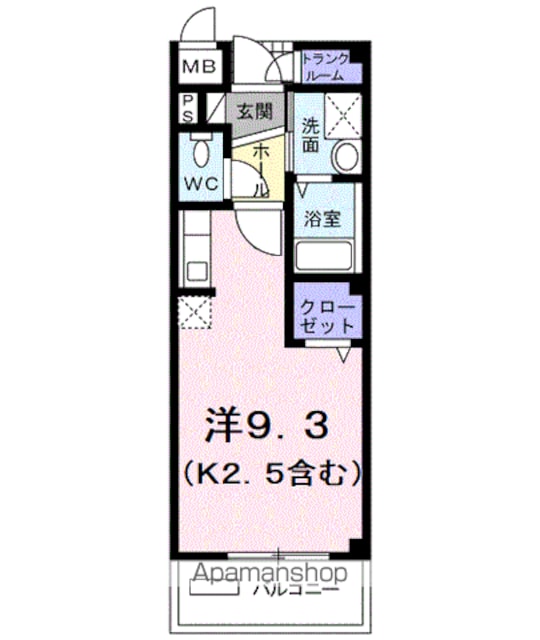 エンピエッサ東大和[1R/25.22m2]の間取図
