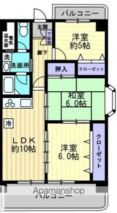 クリスタルパレス[2LDK/61.75m2]の間取図