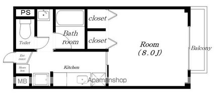 滋賀県大津市大江５丁目[1K/28m2]の間取図