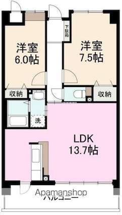 エム・パラッツォ[2LDK/63.69m2]の間取図