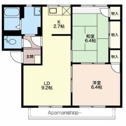 フレグランス上杉　Ｂ棟[2LDK/54.13m2]の間取図
