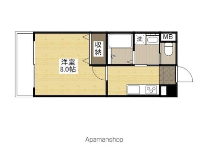 白島九軒町ハイツ[1K/28.68m2]の間取図