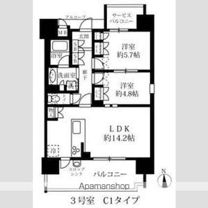 グランパセオ名駅那古野[2LDK/58.17m2]の間取図