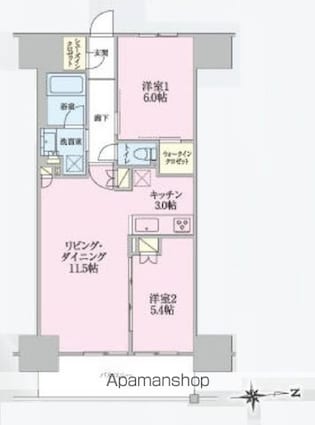 トラープランド翠命館[2LDK/58.32m2]の間取図