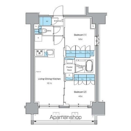 ルフォンプログレ秋葉原ＥＡＳＴ[2LDK/50.4m2]の間取図