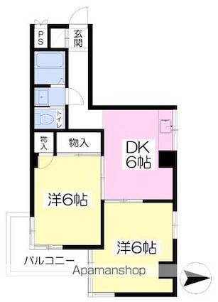 オックスフォードサーカス一番町[2DK/40.61m2]の間取図