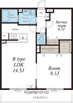 リブリ・カトル　アルブル[1SLDK/59.62m2]の間取図