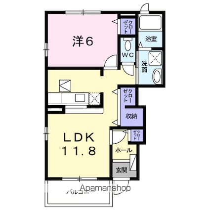 フローリッシュ[1LDK/42.8m2]の間取図