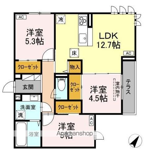 D-ROOM甲府市国母 B棟の間取り写真