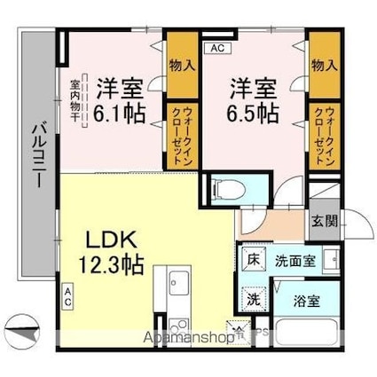 ラフィーネ南蔵王[2LDK/60.27m2]の間取図