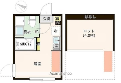 ハーモニーテラス白鷺Ⅱ[1R/19.99m2]の間取図