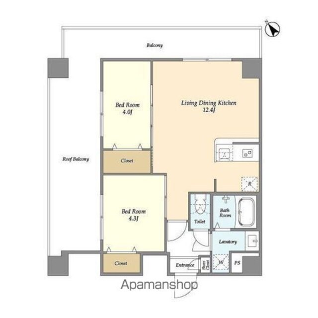 アルファコート曳舟[2LDK/47.07m2]の間取図