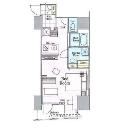 ロイジェントパークス四ツ谷[1R/40.68m2]の間取図