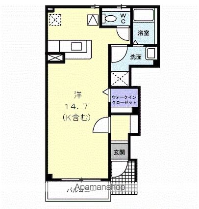 サンセレノ[1K/37.72m2]の間取図