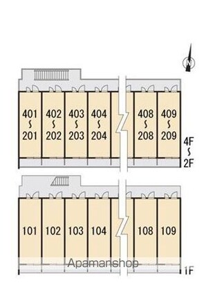 レオパレス夢Ｔｏｗｎ[1K/20.81m2]の配置図