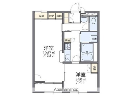レオパレスシオン　Ｂ[1LDK/43.06m2]の間取図