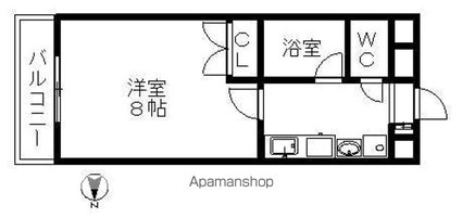 レージュ城西[1K/24.89m2]の間取図